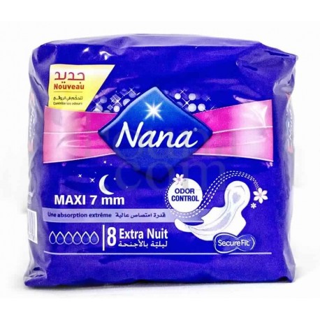 NANA serviette maxi extra nuit 8 pièces