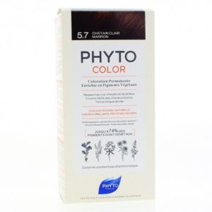 phyto phytocolor couleur soin 57 chatain clair marron 1 kit