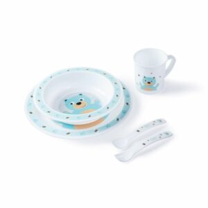 CANPOL SET REPAS 5P TURQUOISE HAPPY ANIMALS OURS