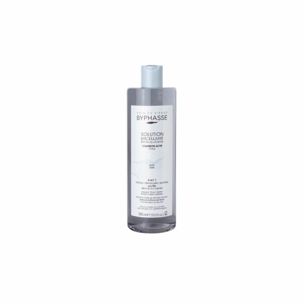 BYPHASSE SOLUTION MICELLAIRE DEMAQUILLANTE 4 EN 1 AU CHARBON ACTIF 500ML