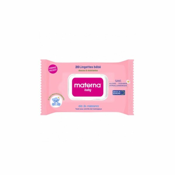 Materna Baby 20 Lingettes Bébé Rose
