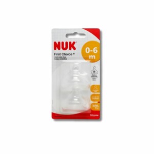 NUK FIRST CHOICE+ - LOT DE 2 TÉTINES EN SILICONE ANTI-COLIQUE 0-6 MOIS
