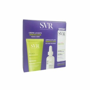 SVR COFFRET SEBIACLEAR CREME LAVANTE 200ML+AMPOULE AZ FLASH ANTI IMPERFECTIONS 30ML+CREME SOLAIRE MATIFIANTE SPF50 40ML (OFFERT)