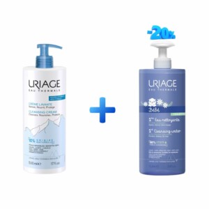 URIAGE CREME LAVANTE 500ML + EAU NETTOYANTE 500ML 20%