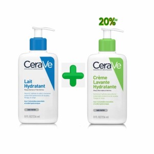 Cerave lait hydratant 236 ml + creme lavante hydratante 236 ml -20%